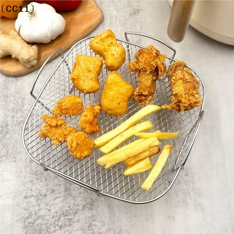 Luftfritteusengrill, geeignet für Luftfritteusen, Ofengrill, stapelbarer Grill aus Edelstahl, Küchenutensilien, zum Kochen mehrerer Lebensmittel〔CC11〕