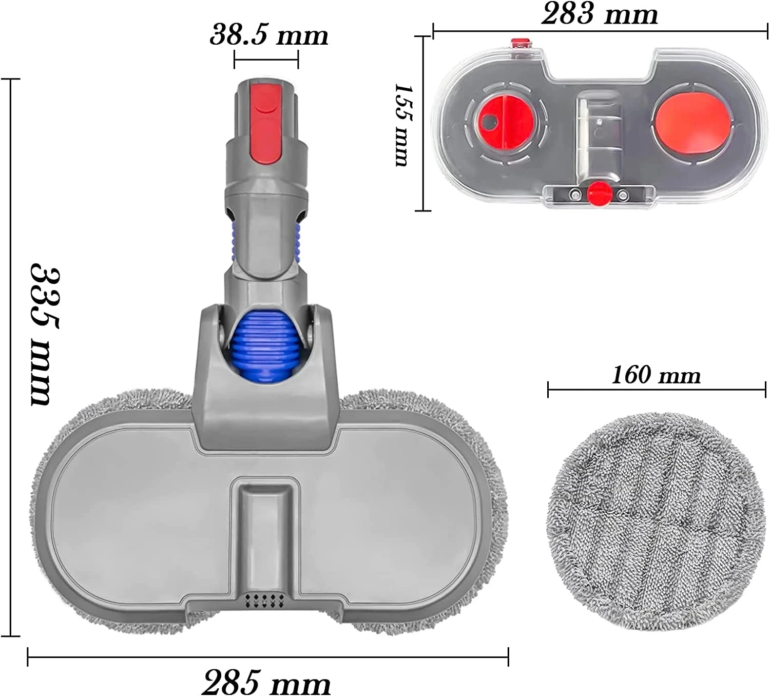 Electric Mopping Vacuum Brush and Cleaner Cleaning Cloth for Dyson V7 V8 V10 V11 Replaceable Parts with Water Tank Set