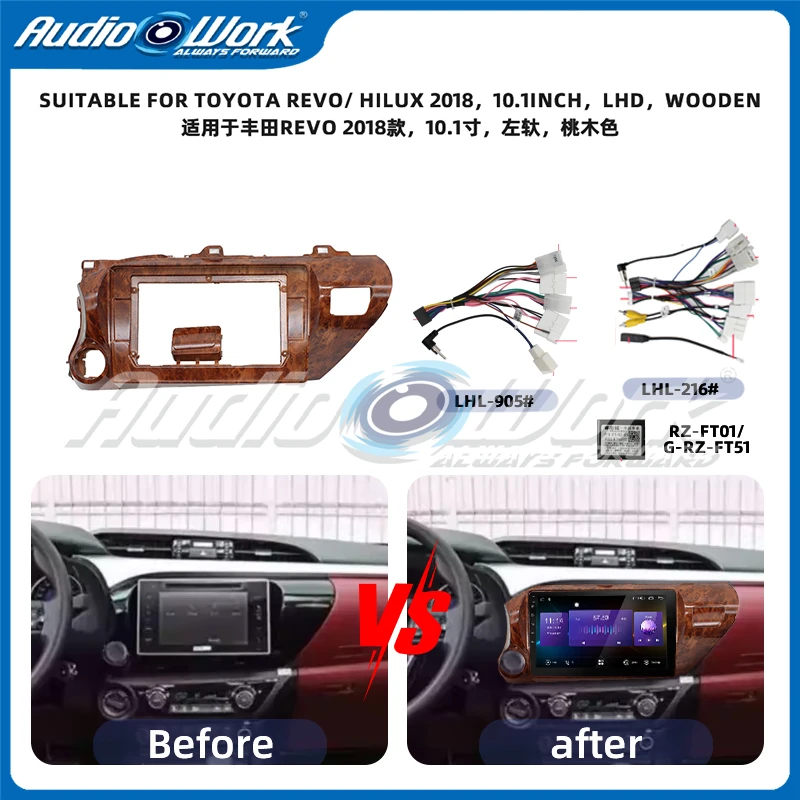 10 بوصة راديو السيارة MP5 مشغل ديفيدي 2 DIN إطار راديو وكابل Fascias محول أندرويد داش لوحة عدة لتويوتا ريفو/هايلكس 2018 #1