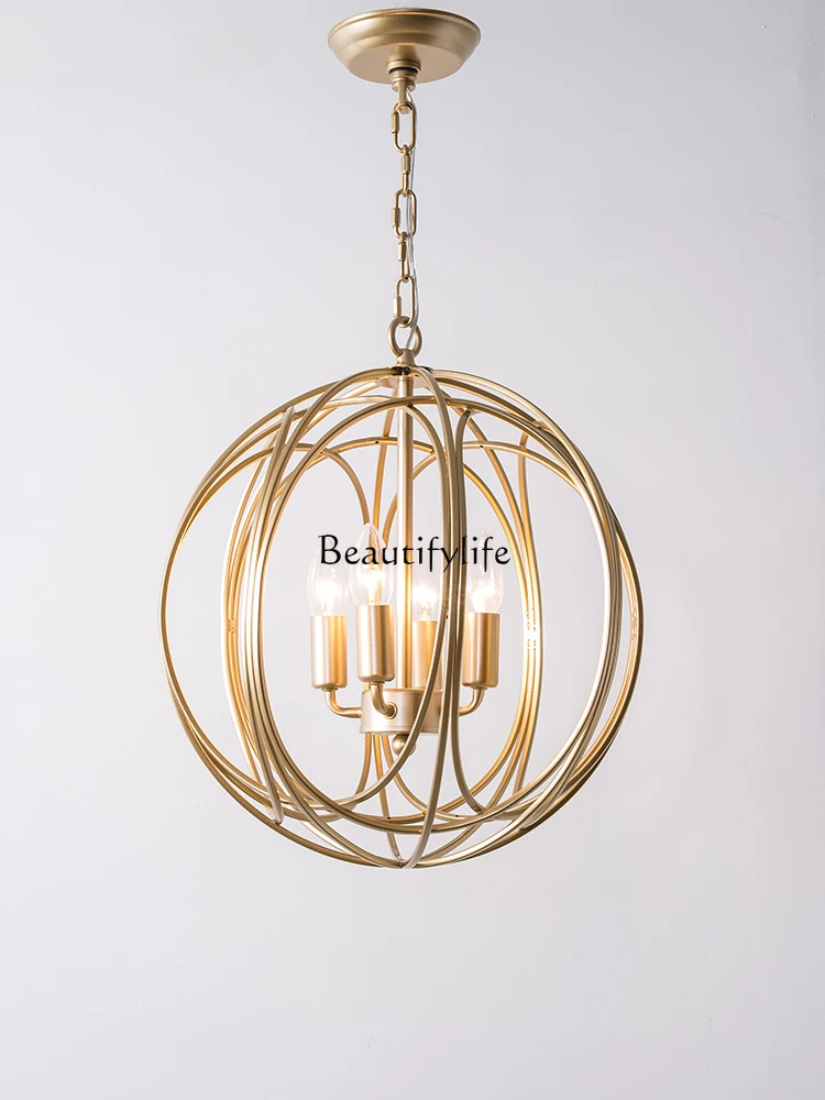 

Creative Golden Cloakroom Bedroom Light Entrance Door Iron Balcony Spherical Restaurant Lamps