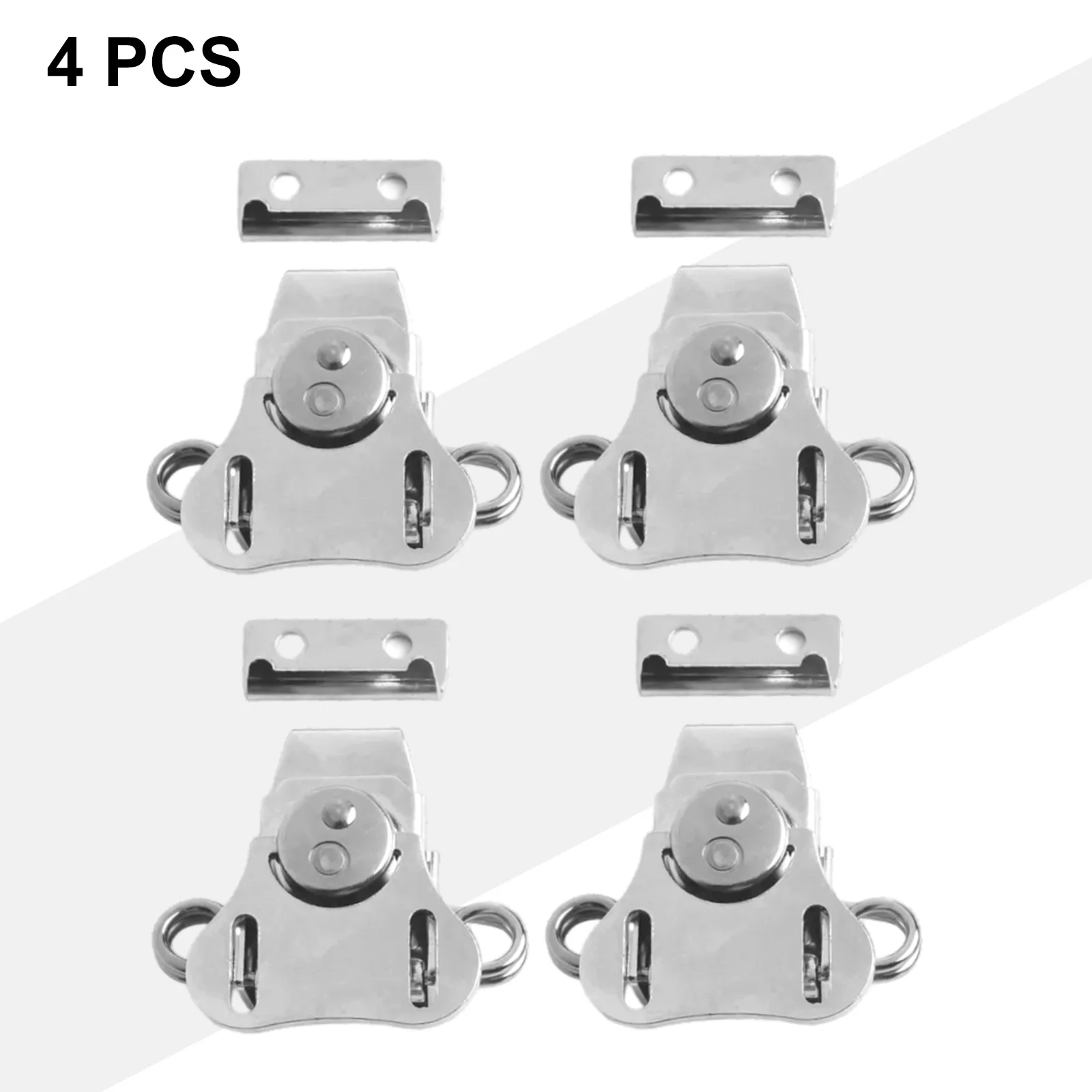 4Pcs Anti-theft Spring Latch Metal Latch Butterfly Lock With Retainer Clamp Hasp Hardware Small Doors Cabinets Tool Boxes Locker