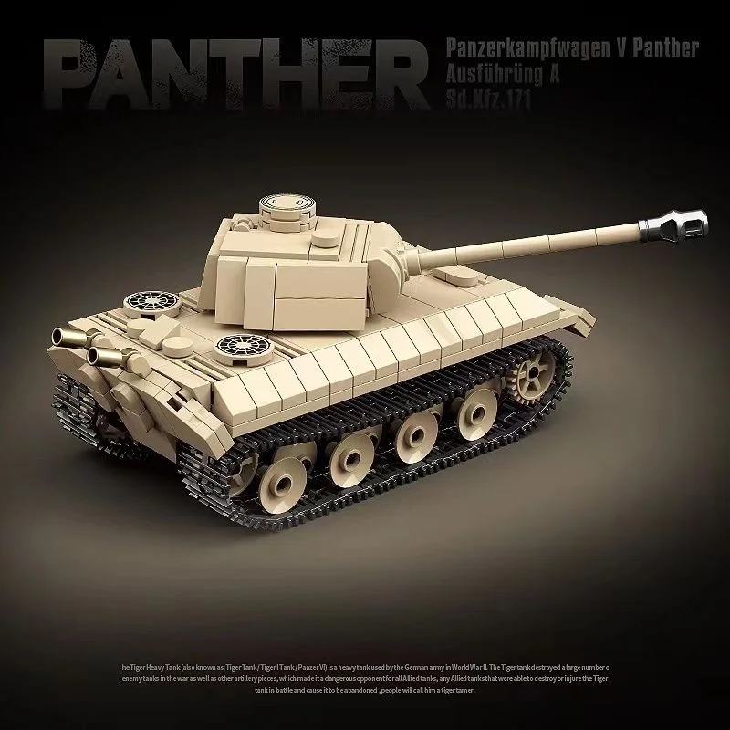 WW2 Military Panzer Panther Medium Tank Panzerkampfwagen V Panther Building Blocks World War II Figures Bricks Model Toys Gift