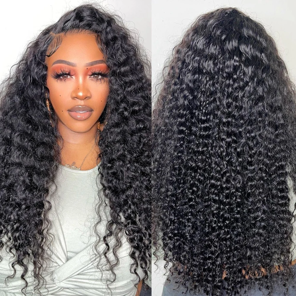 

Deep Wave Glueless Wig Human Hair30Inches Ready to Wear 4X4 Lace Clousure Wig Pre Cut HD Lace Frontal Wig Curly Wigs Brazilian