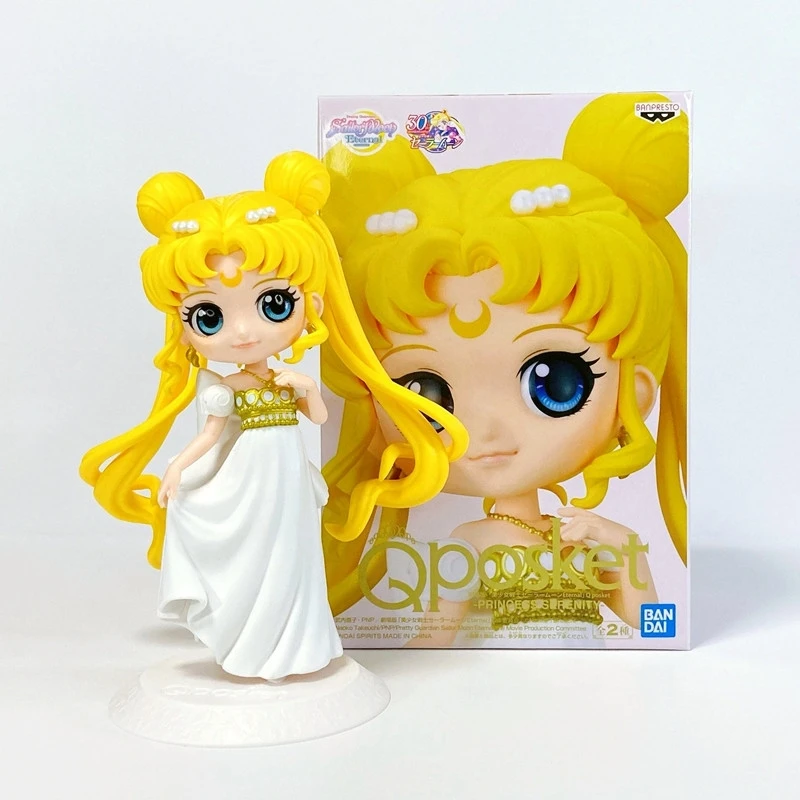 Original Qposket Sailor Moon Tsukino Usagi Chiba Mamoru Action Figure Wedding Dress Ver Figurine Pvc Statue Model 14cm Doll Toys