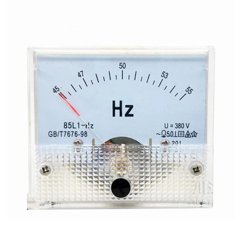 

TAIGH-85L1-HZ Square Pointer Type AC 380V Analog Panel Frequency Meter Tester Gauge Hertz Indicator 45-55Hz 65X65mm