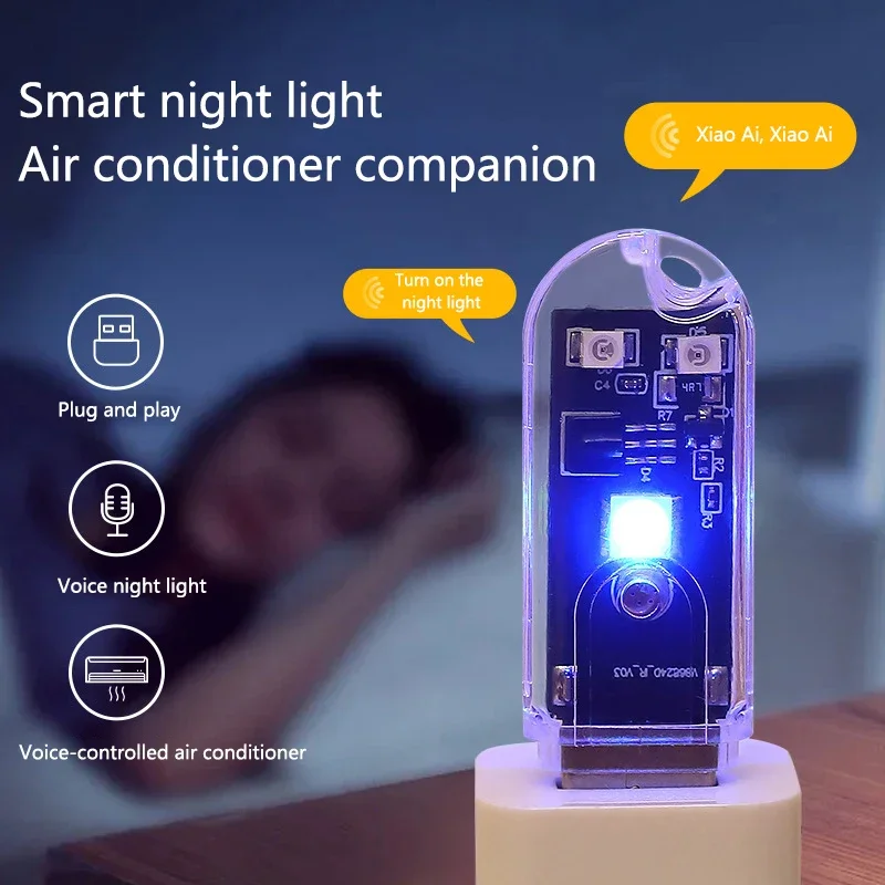 Voice Control USB LED Book Lights 5V Power Colorful Switching Flicker-Free Input USB Night Light