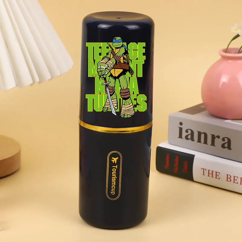 TMNT Porta spazzolino Ninja Turtles portatile con portaoggetti per dentifricio, custodia per tazza da bagno da viaggio, organizer per accessori per tazze da denti
