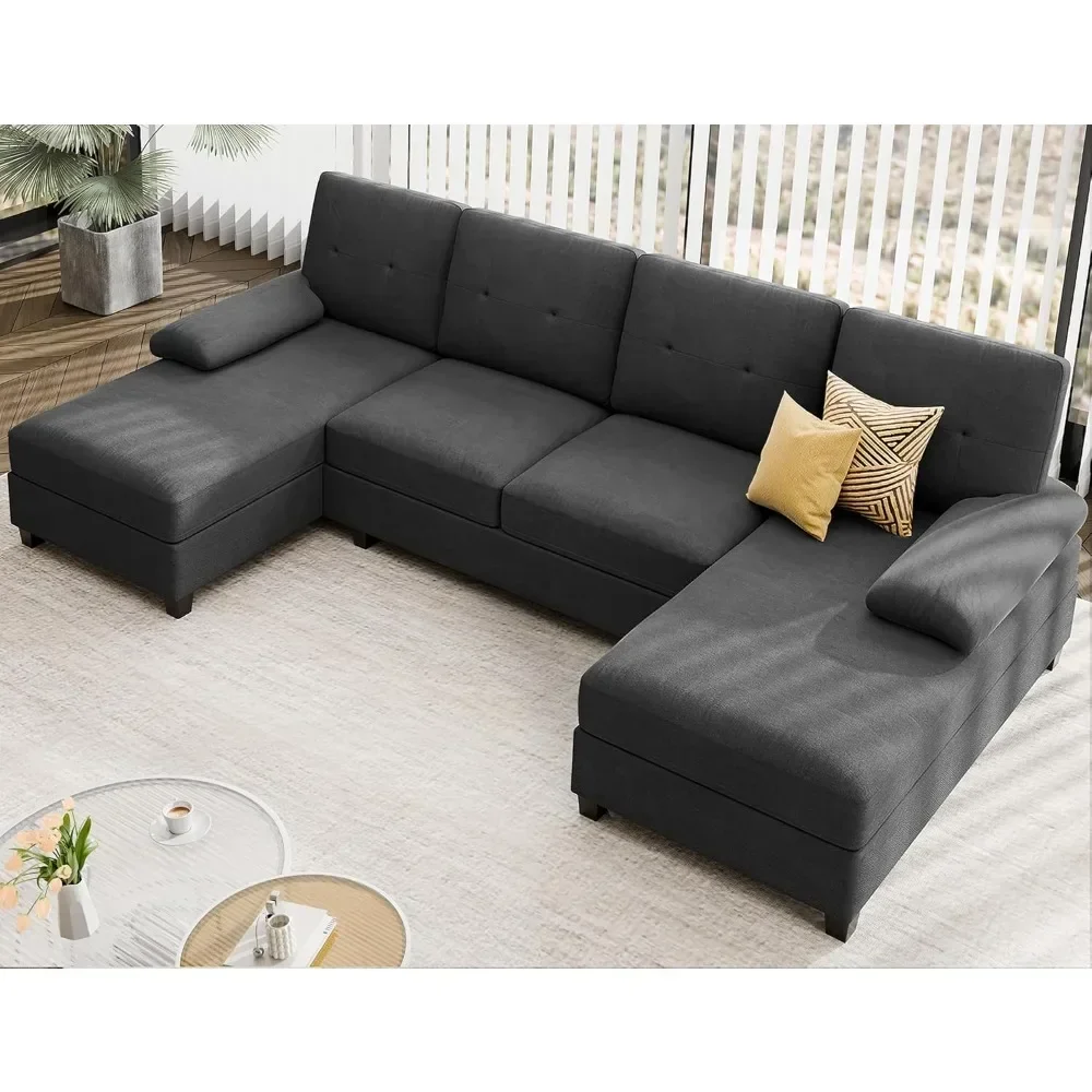 

Sectional Sofa Couches for Living Room, U-Shaped Sofa Couch Living Room Furniture Sets Clearance with Double Chaises