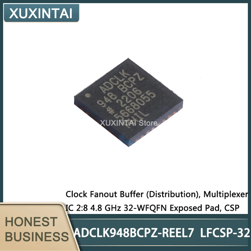 5Pcs/Lot  New Original  ADCLK948BCPZ-REEL7  ADCLK948BCPZ  Multiplexer IC 2:8 4.8 GHz 32-WFQFN Exposed Pad, CSP