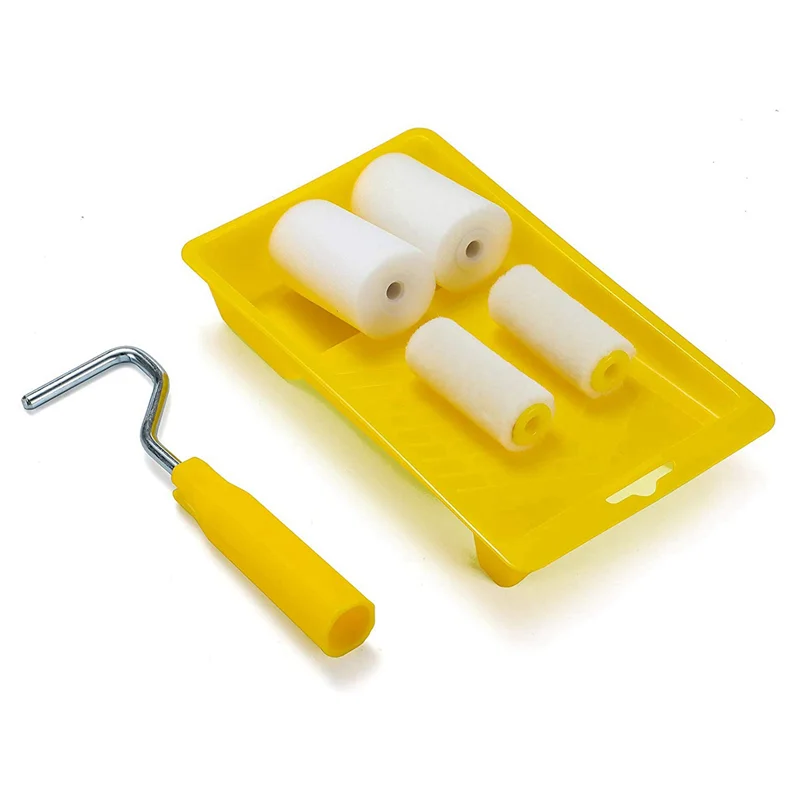 24個入りミニフォームペイントローラー塗装装飾キット2インチ小型ペイントローラートレイセット壁塗装修理ブラシ-B61B