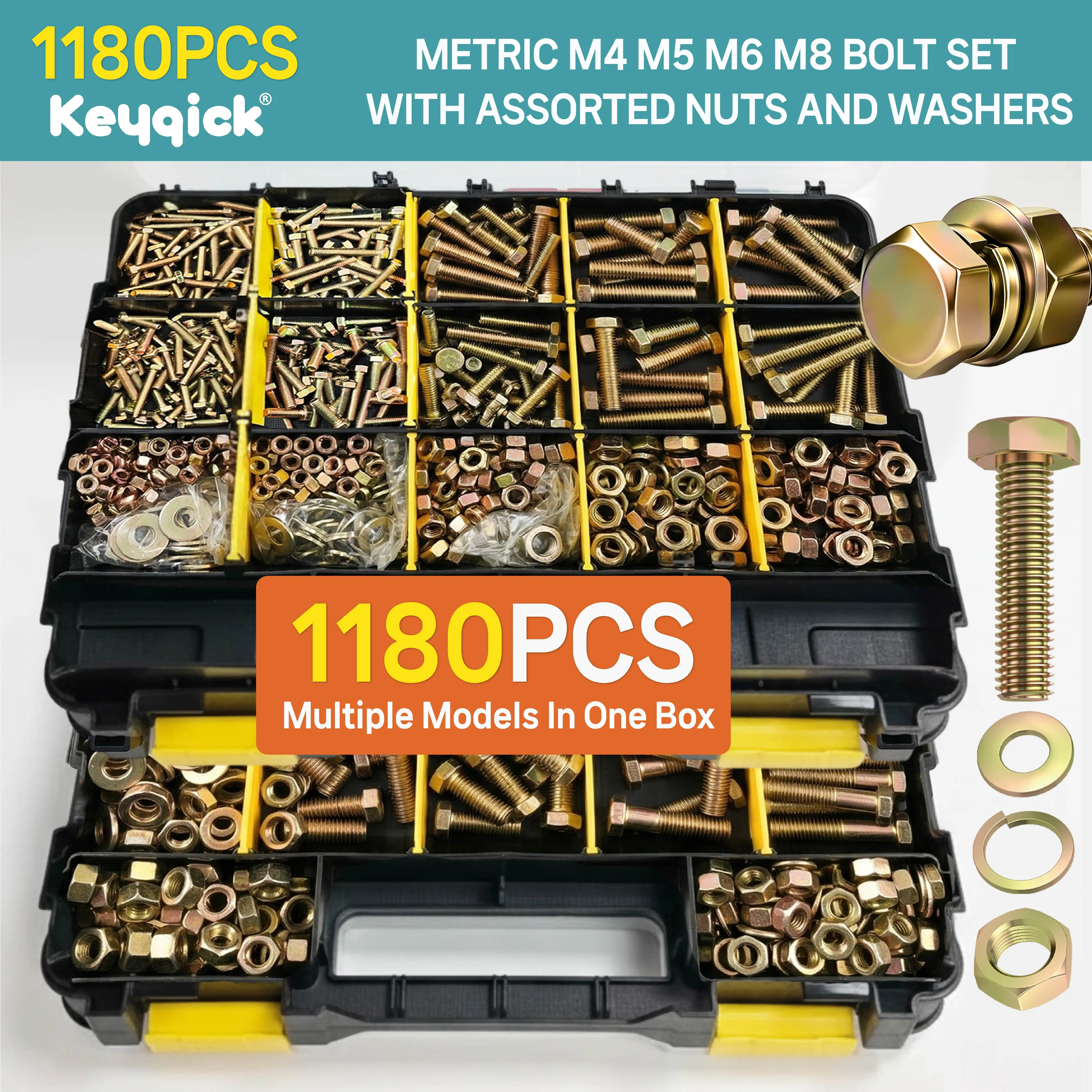 Combination of Various Bolt and Screw Sets: 1180pcs, 1350pcs, 888pcs, 520pcs, 650pcs, 907pcs, 225pcs, 240pcs, 880pcs, Durable Double-Sided Storage Box, Wood/Metal Screw, Bolts, Nuts, and Washers, Suitable For Home, Mechanical Repairs, Industrial