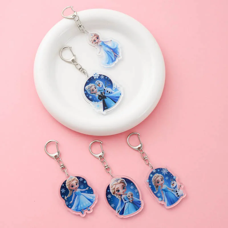 Frozen Anime The Snow Queen Acrylic keychain accessaries Cartoon Ledeno kraljestvo Bag Pendant cute charm Keyring Friends Gifts