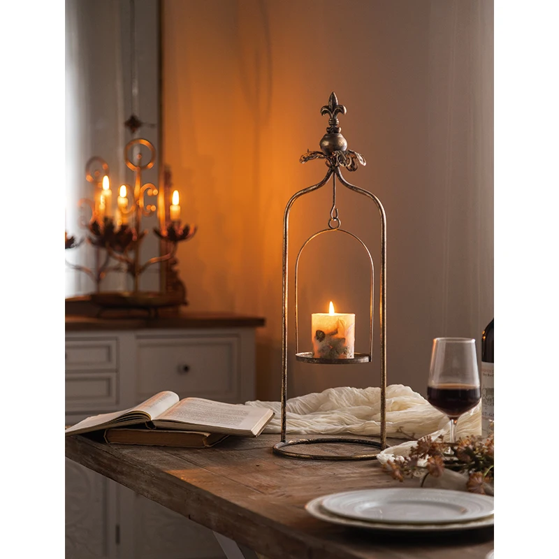 European Home Decoration Candle Stick Holder Home Decoration Luxury Hanging Antique Candle Stand Holder