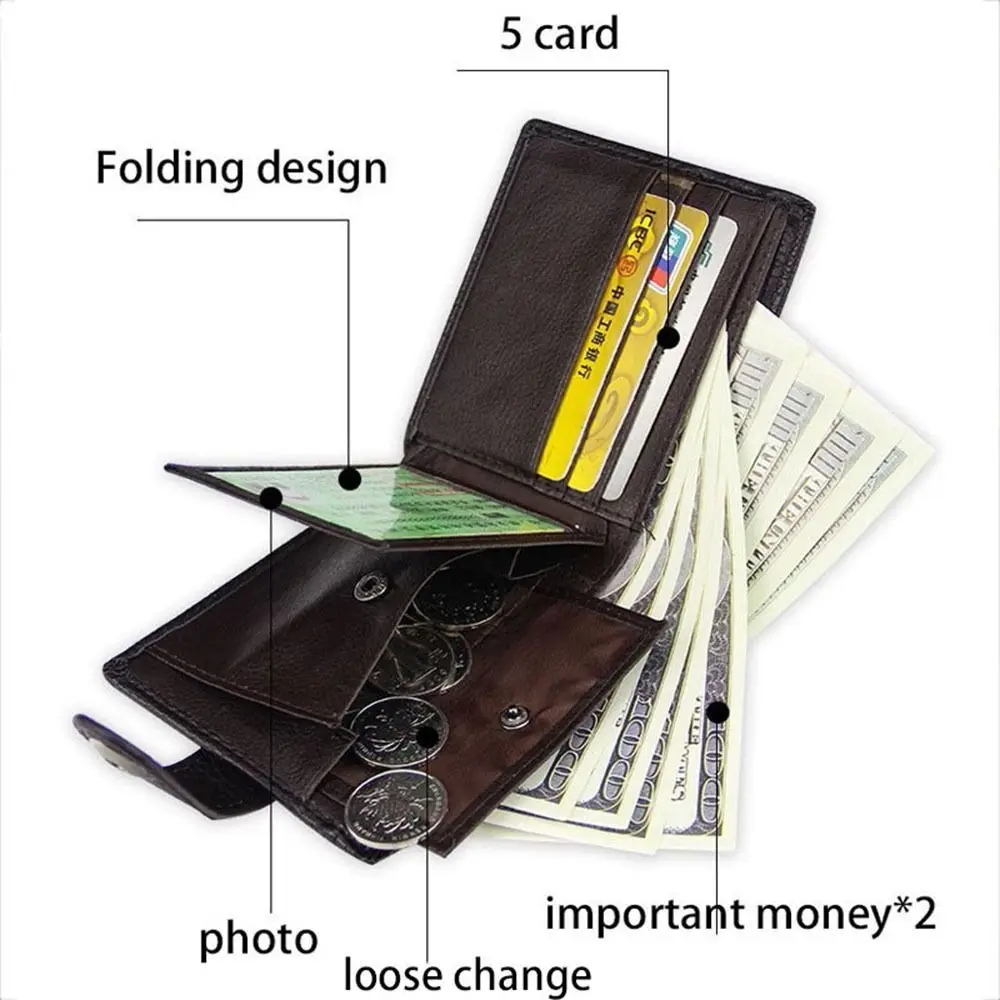 Pu Lederen Magnetische Snap Multifunctionele Zakelijke Portemonnee Mannelijke Cash Clip Korte Portemonnee Creditcard Houder Portemonnee Mannen Portemonnee