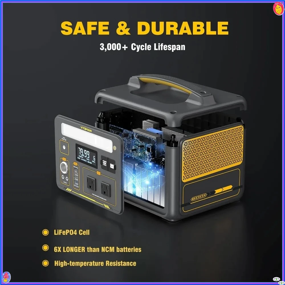 600Wポータブル電源、299Whリン酸鉄リチウムソーラー発電機、キャンプに最適。