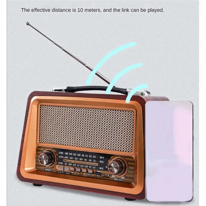 

Портативное радио Jan.Retro, беспроводной Bluetooth-динамик, стерео-радиоприемник AM/FM, проигрыватель USB TF AUX MP3, классический стиль