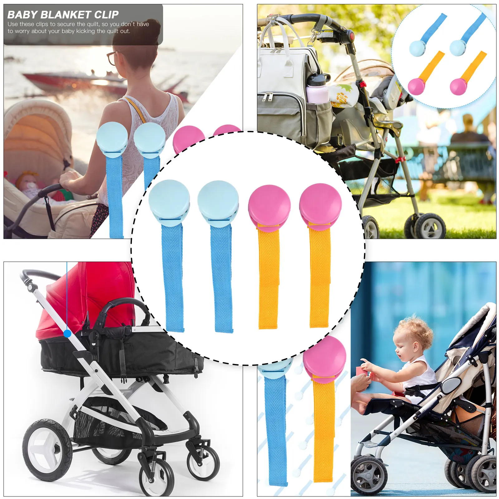 

4pcs Stroller Clips Blanket Clip for Baby Pram Cart Strap Metal Spring Secure Quilt Travel Accessories