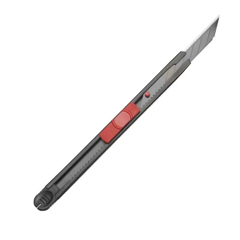 Retrátil Carbon Steel Box Cutter, Lâmina cortador portátil, Auto-Locking Clip, Projeto Ferramenta de Corte, Exames Desembalagem Papelaria, 9mm