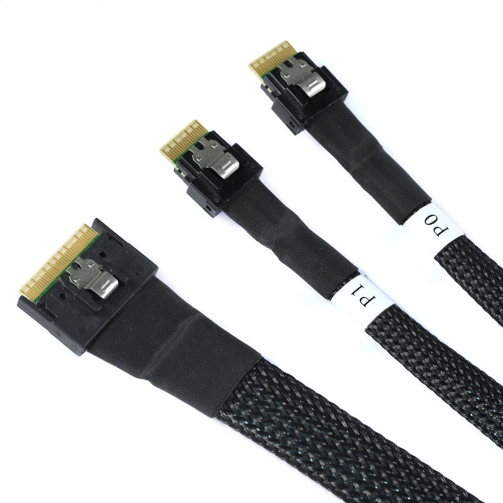 Slimline SAS SFF-8654 8I Anti-skew Plug-in To 2X SFF-8654 4I Server Cable Length Optional 0.5M 0.8M 1M