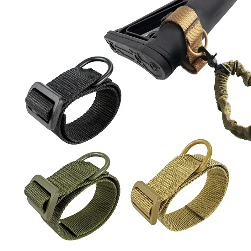 Airsoft ButtStock Sling Adapter Tactical Gun Sling Adjustable Rifle Sling Nylon Strap with D Ring Loop for Hunting