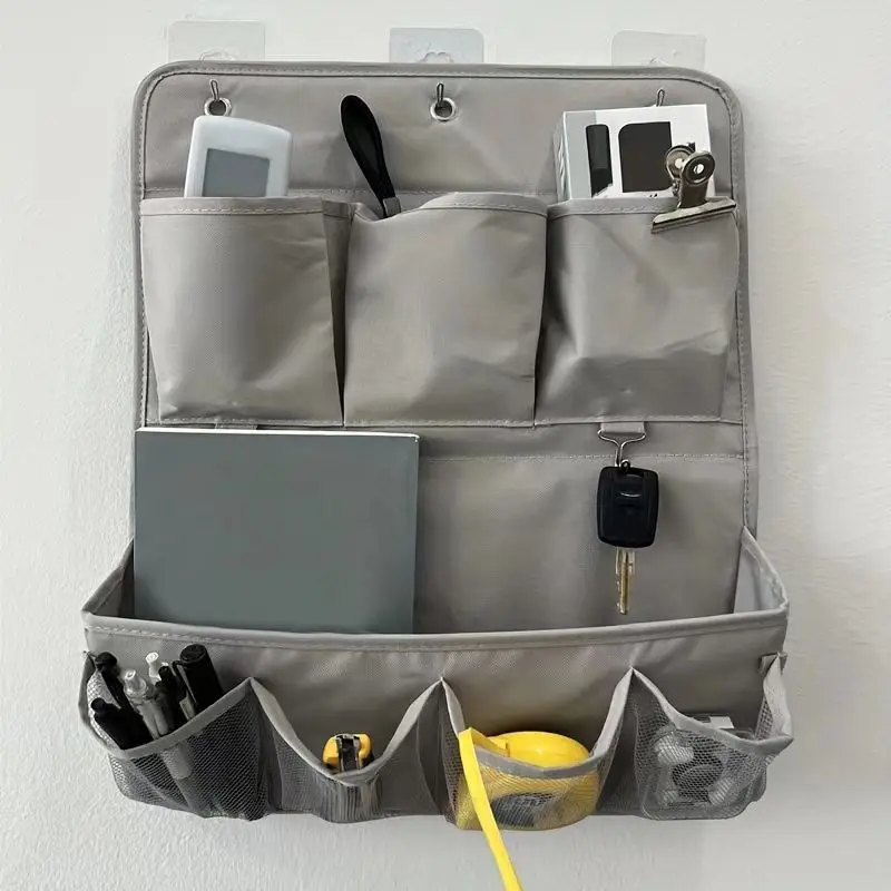 Wall-mounted Multi-functional Storage Bag Behind Door Organizer with Dividers for Student Dorm Bedroom Storage for Stationery