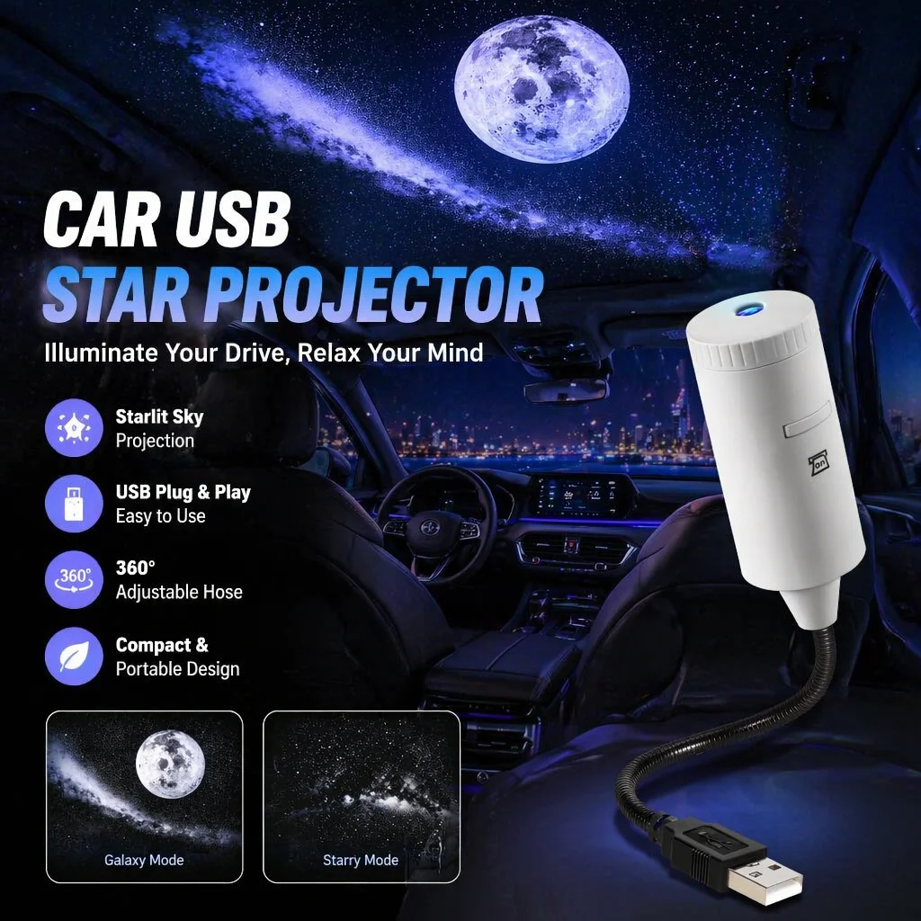 LED Star Projector Night Lamp Romantic Starry Sky Projection Bedroom Car Ceiling Wall Background Decor Lamp Car Ambient Light