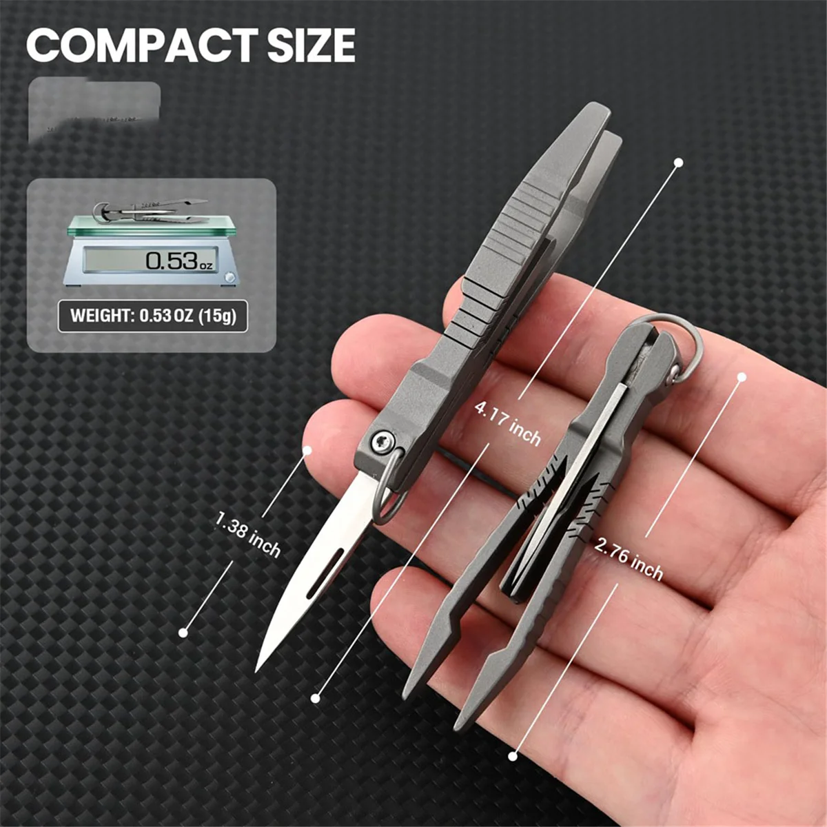 CYL-Tweezers Multitool, Precision Tweezer with Pocket Knife, 2 in 1 Titanium Small Keychain Tweezers for Craft,Soldering