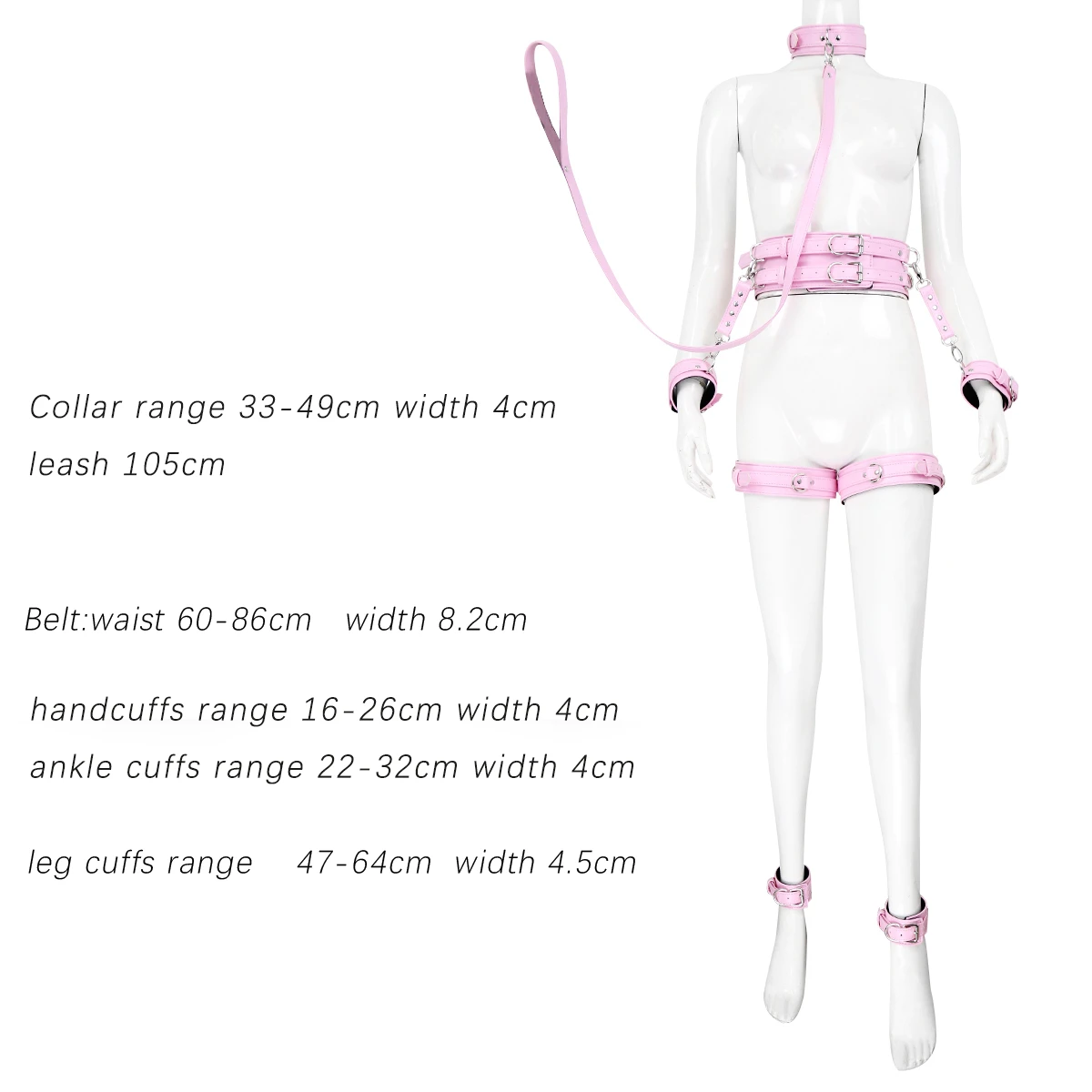 Thierry Bondage Set PU Leather Handcuffs Wrist Ankle Thigh Cuffs, Waist Belt, Collar, BDSM Sex Toys for Couples Adult Games