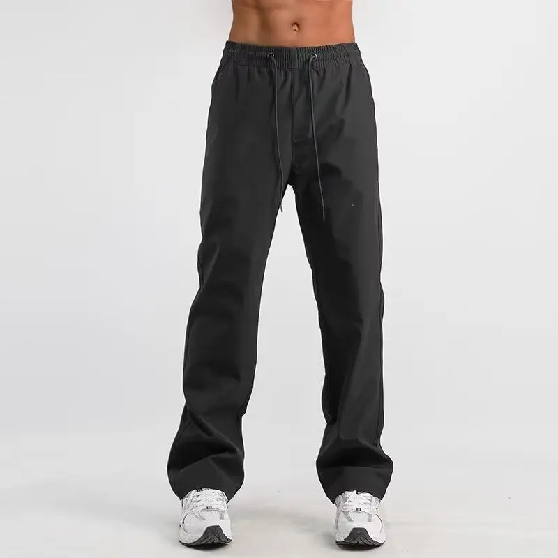 

Casual Ice Silk Wide Leg Loose Fit Men's Summer Spring Thin Sport Pants Straight Tube Eighteen Length Faionable New Arrival