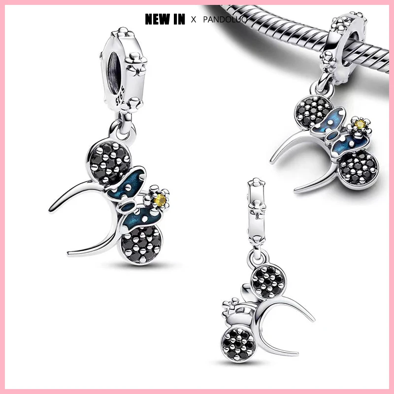 Disney Minnie Bow Charms 925 Original Fit Pandora 925 Sterling Silver Charm Bracelet Women Pendant Beads DIY Jewelry Gift New in