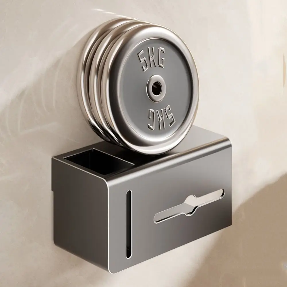 الكربون الصلب حامل ورق المرحاض لكمة الحرة مقاوم للماء صندوق ورق التواليت الحائط مع كيس القمامة حامل الأنسجة رف مرحاض #3