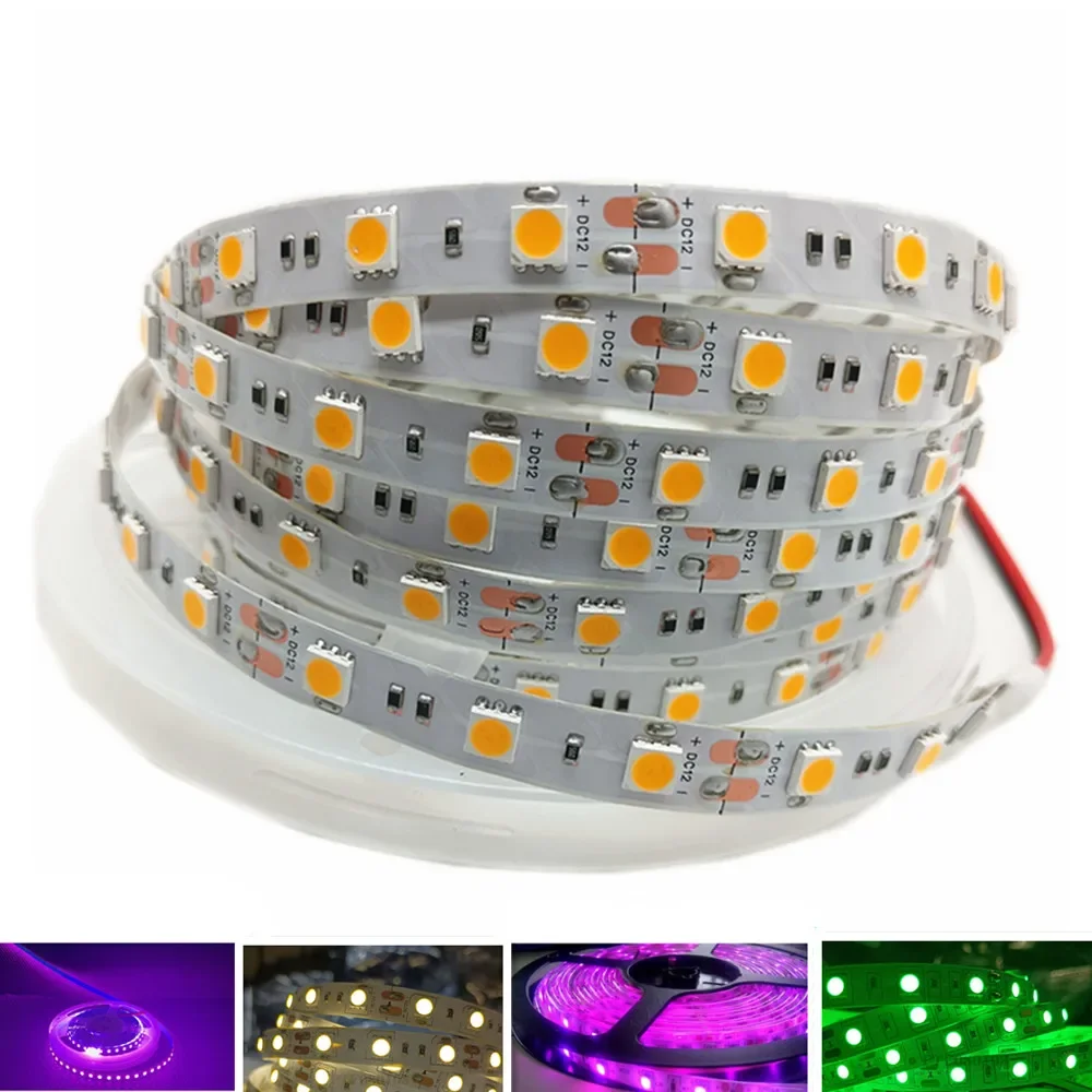 2835 5050 SMD Led Strip Light DC12V 5M 300LEDs Flexible Ribbon Tape Lighting White Warm White Red Green Blue Yellow Pink RGB