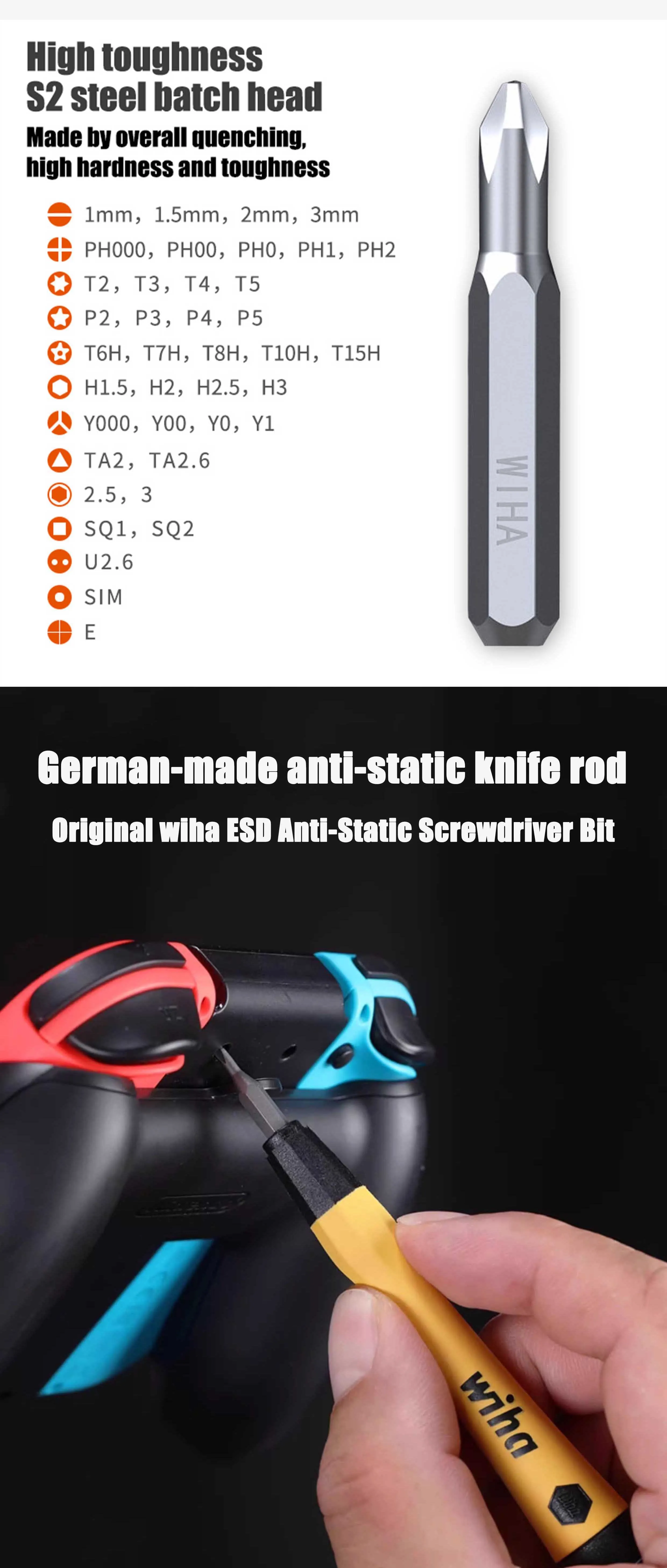 Wiha Antistatisches 40-in-1 Präzisions-Schraubendreher-Set, Mini-Schraubendreher-Kopfset, mit Verlängerungsstange für sichere Aufbewahrung 44624 – Detail 2