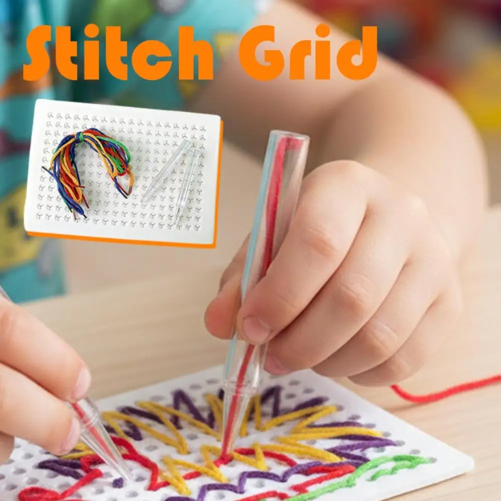 Kids DIY Threading Board Toy Fine Motor Skills Lacing Drawing Board Educational Rope Woven Craft Gift For Children