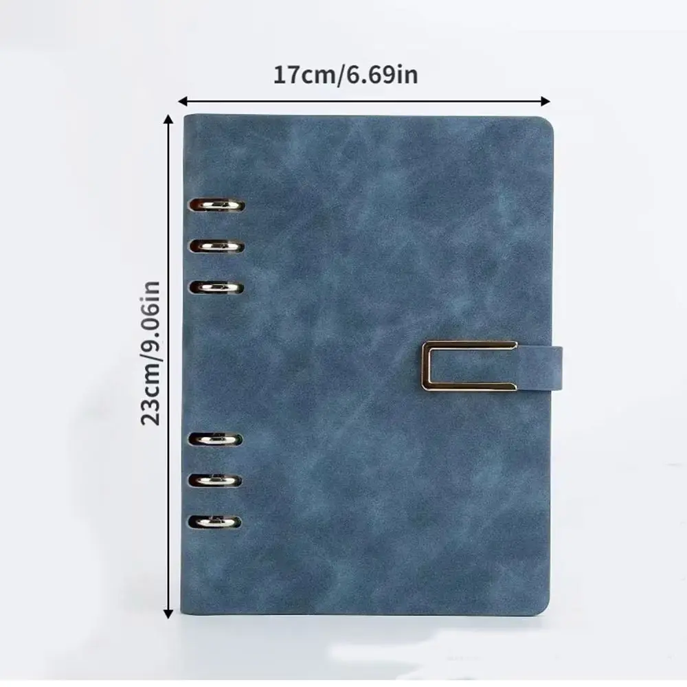 Durable Soft PU Leather A5 Notepad Thick Lined Pages Loose-leaf Notebook Refillable Buckle Ring Binder Journals Business Meeting