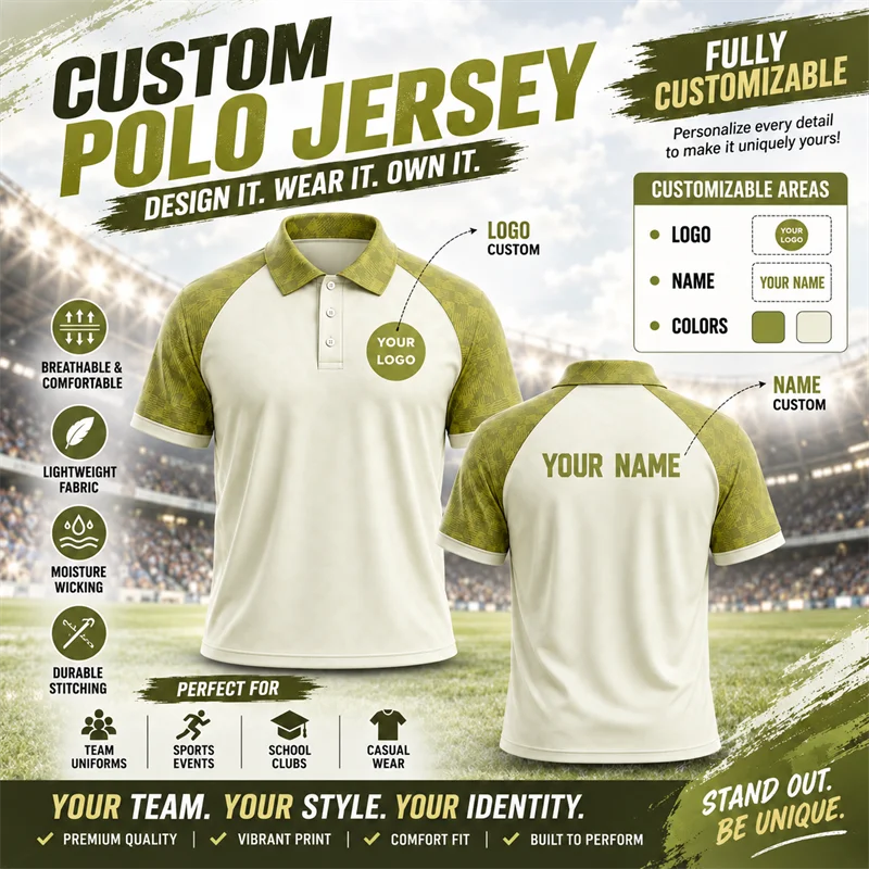 Personalized Sports Polo Custom Name Logo Color Short Sleeve Performance Shirt for Company Promotion Staff Events Uniform Wear