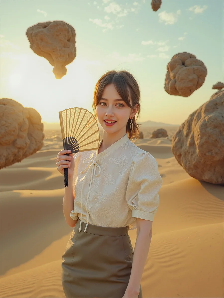 중국 스타일 불규칙 블라우스 여성용 로맨틱 보헤미안 프린트 패치워크 메쉬 밴디지 허리 스윗 트렌디 홀리데이 랜턴 슬리브