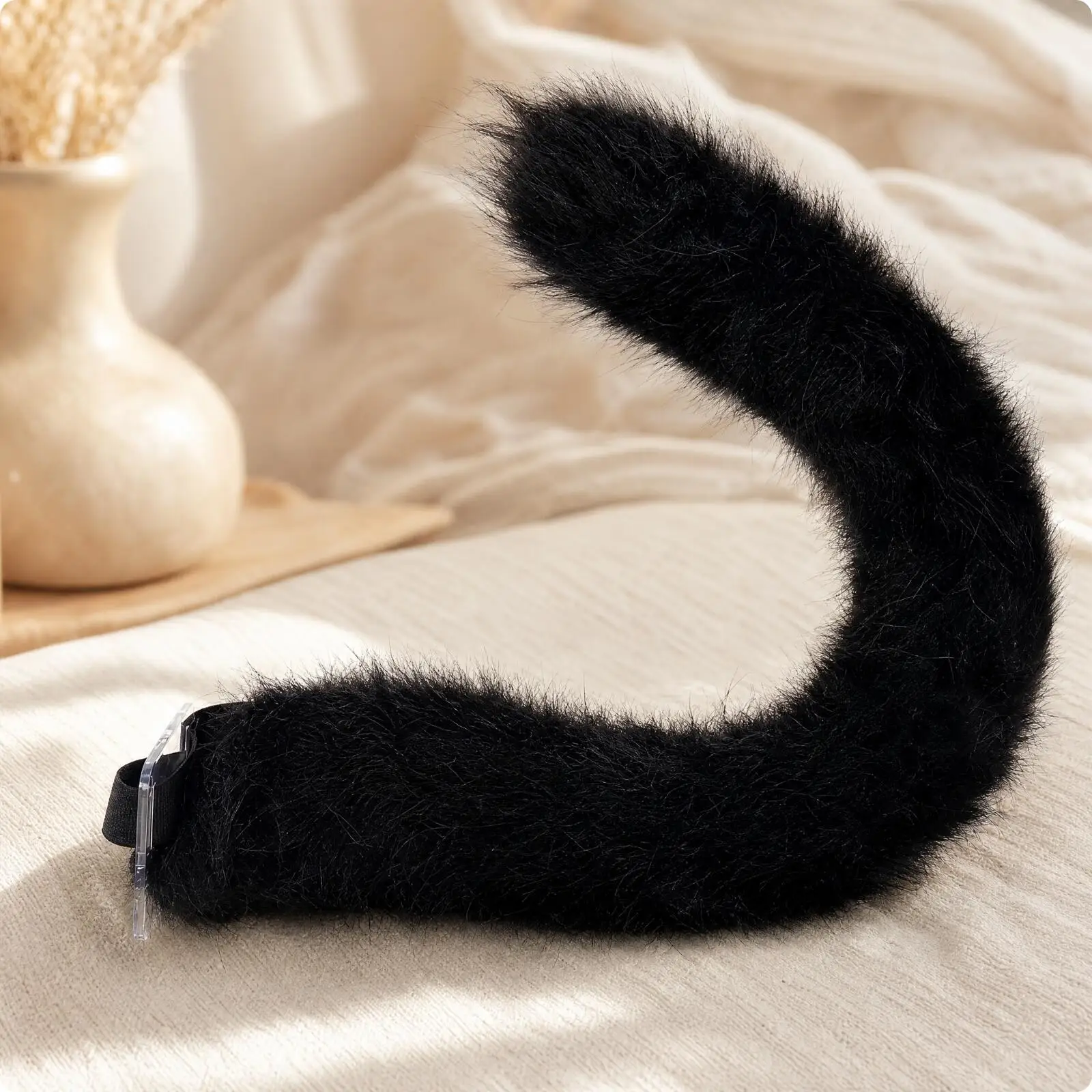 Soft Cat Ear Headband and Tail Set Soft Soft Cat Costume Accessory Set Feline Cosplay Headband with Tail for Cosplayers, Stage