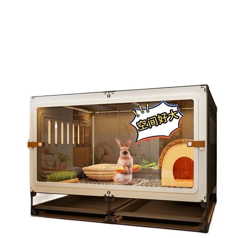 Panoramic rabbit cage full set of rabbit nest household large drawer automatic manure cleaning