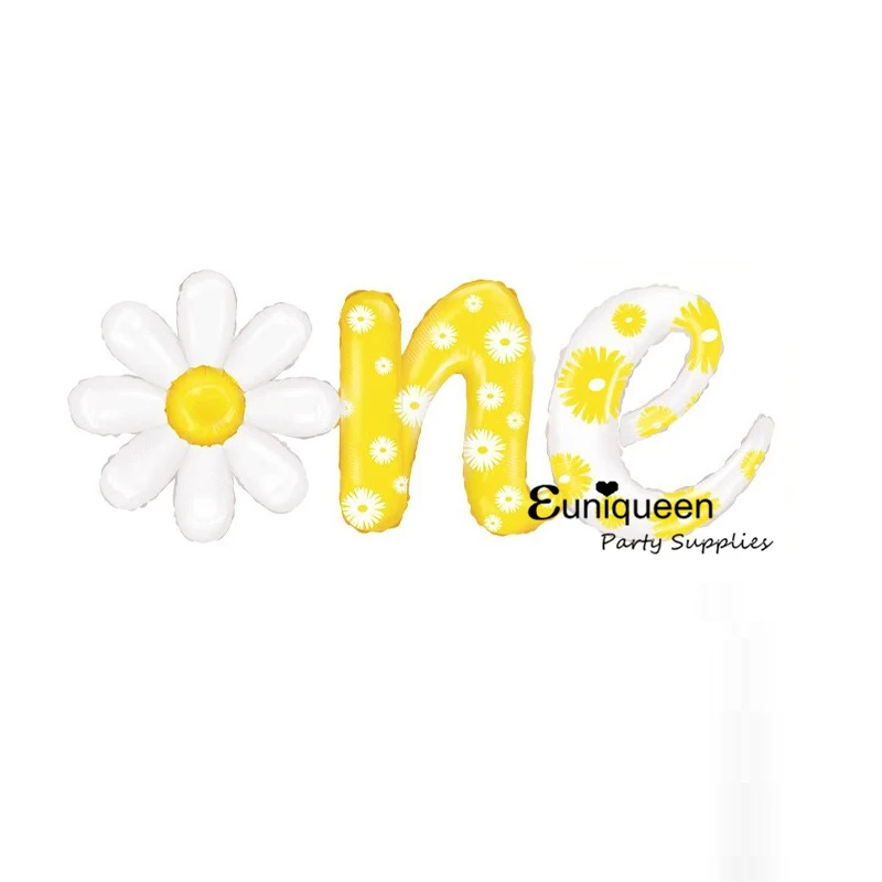 Girl White Yellow Fist One Birthday Party Daisy Sunflower Chamomile One Balloon 1st Year Birthday Party Decoration