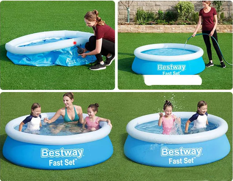 Piscina familiar inflable, alberca redonda grande de 366x76cm, juego rápido