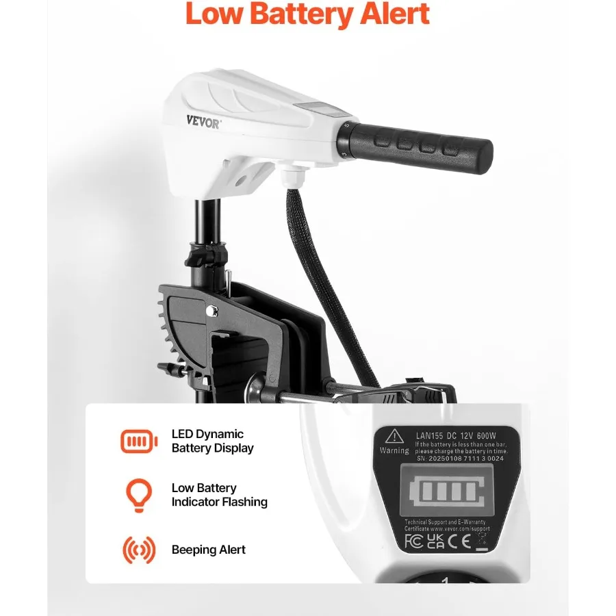 محرك التصيد الكهربائي Transom شنت محركات القوارب الخارجية 12 فولت 55 رطل التوجه مع 8 سرعات التحكم ومؤشر البطارية ل Kay #6