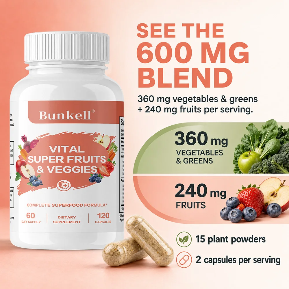 VITAL Super Fruits & Veggies -2-in-1 Fruit & Vegetable Supplement for Adults, Supports Immunity, Energy & Overall Wellness
