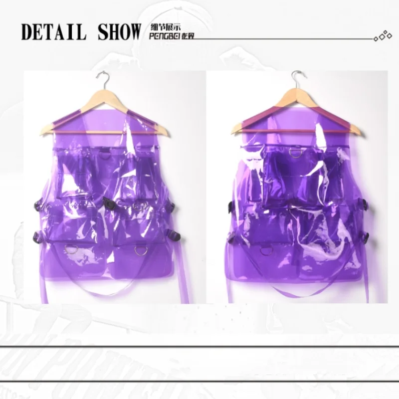 투명 시스루 PVC 방수 플라스틱 탱크탑 글로스 테크웨어 카고 베스트 힙합 라이브 쇼 댄스 클럽 파티 섹시 코스튬