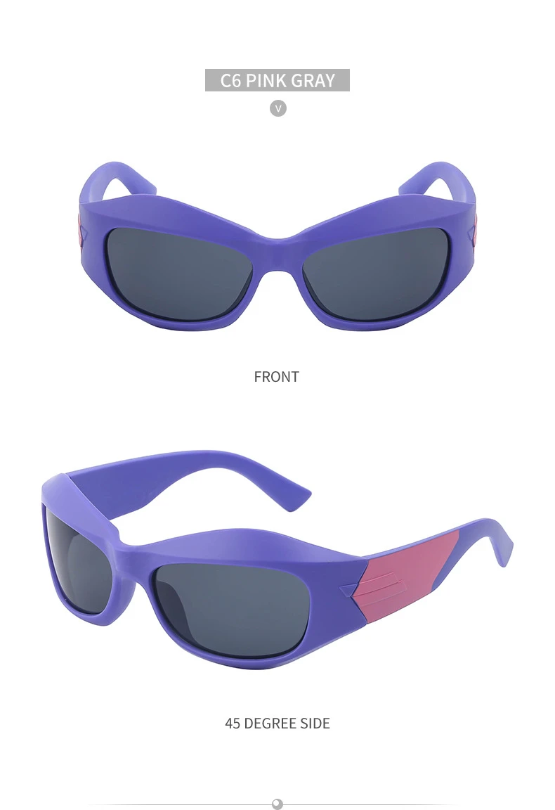 Übergroße Y2K Punk Sonnenbrille für Damen und Herren Neue 2000er Vintage Trend Steampunk Sonnenbrillen Sport-Schildbrille UV400-Schutz – Detail 24
