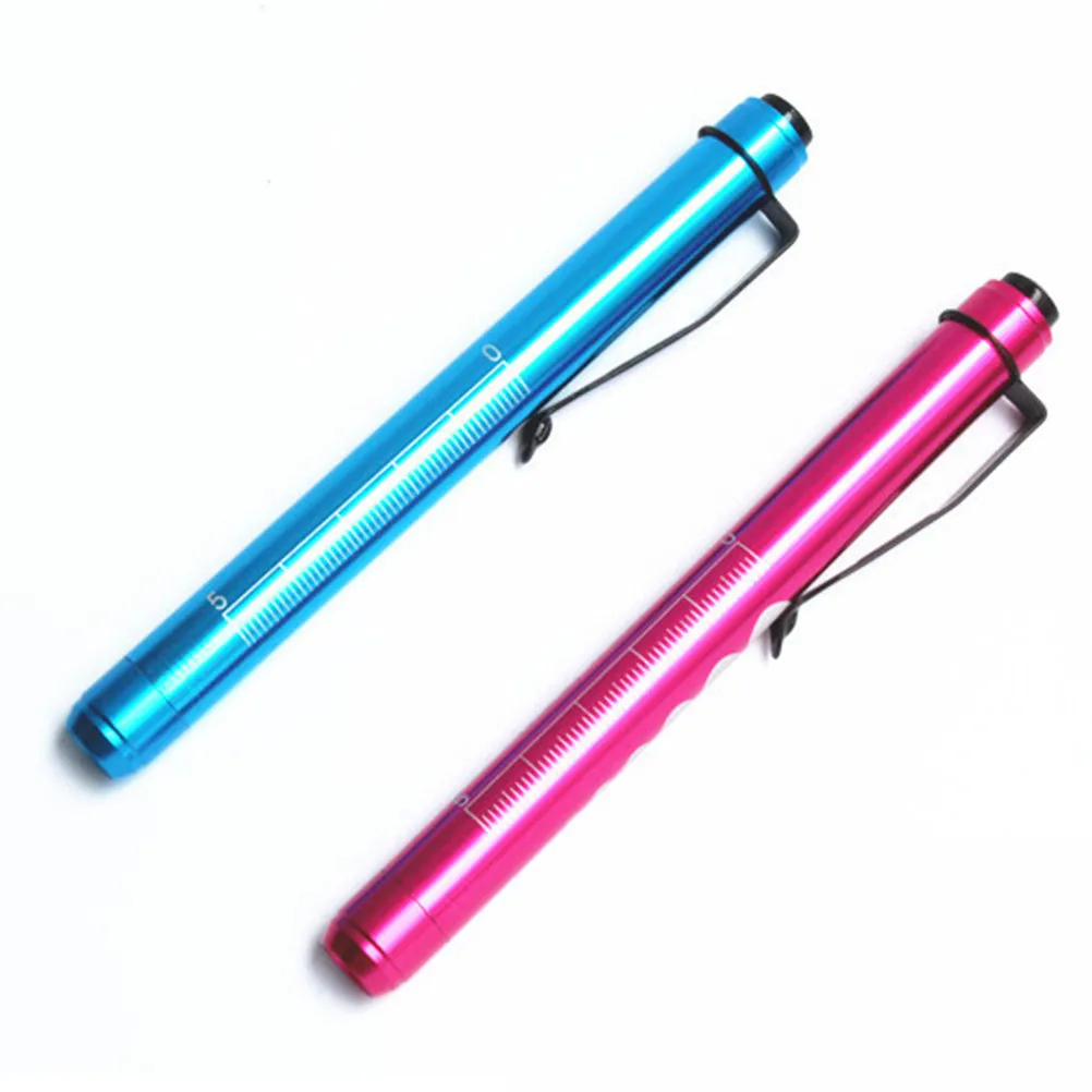 2Pcs Pen Light Compact Professional for Doctor Oral Inspection Pupil Exam LED Light with Ruler Scale Portable