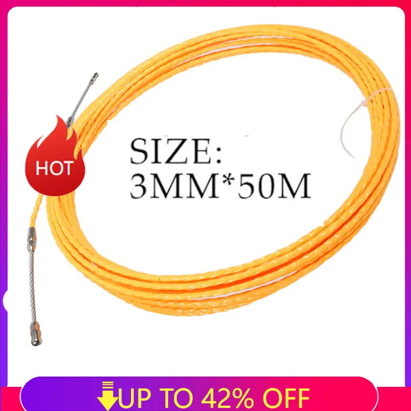 3MM Kabel Puller Fisch Band Reel Puller Fiberglas Metall Wand Draht Leitung Für Telekommunikation Elektrische Wand Draht Leitung Werkzeug