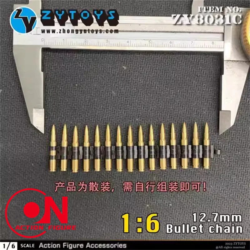 ZYTOYS ZY8031C 1/6 Scale 15pcs 12.7mm Bullet Chain Machine Gun Bullet Model Fit 12-inch Soldier Action Figure Body Dolls