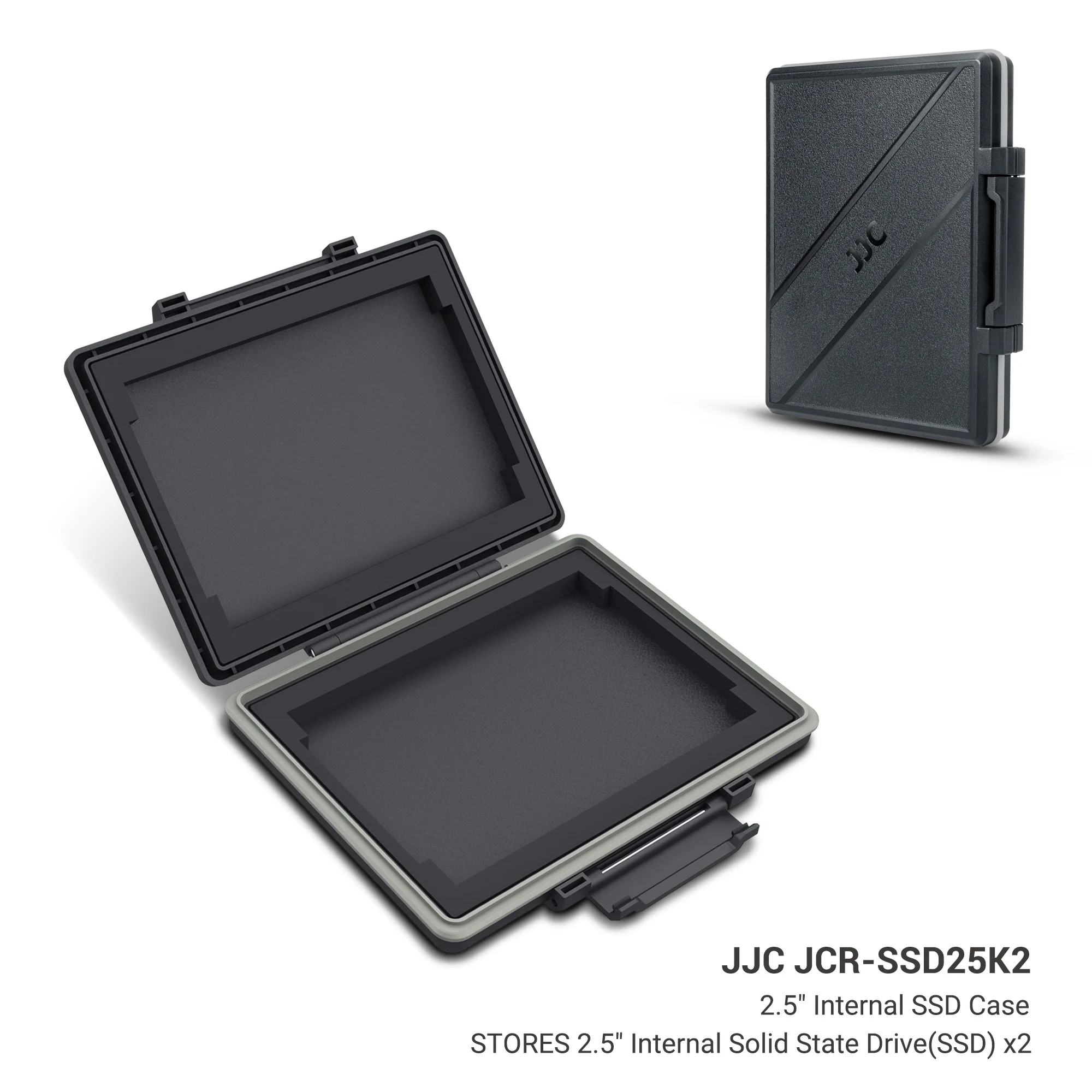 Jjc 2 slots 2.5 "transmissão de estado sólido interno caso titular organizador 2.5" ssd caixa de armazenamento à prova dwaterproof água caixa de proteção antiestática