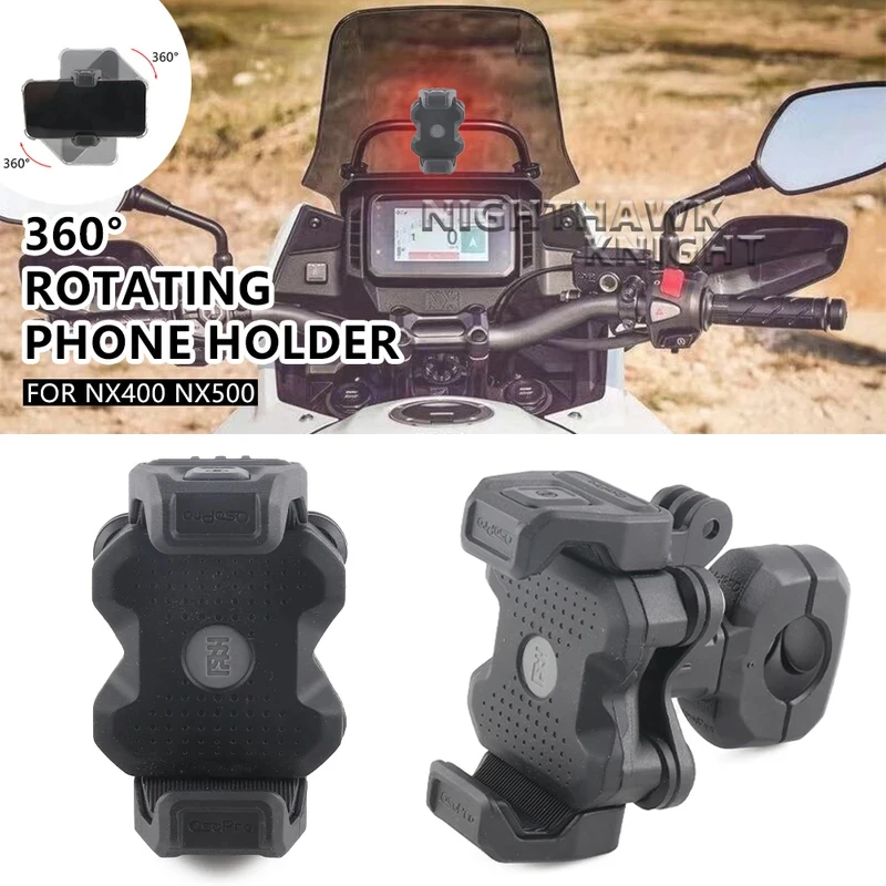 New Rotating Phone Holder 12MM Support For Honda nx400 NX 400 NX 500 nx500 2024 Motorcycle Shock Absorber GPS Navigation Bracket